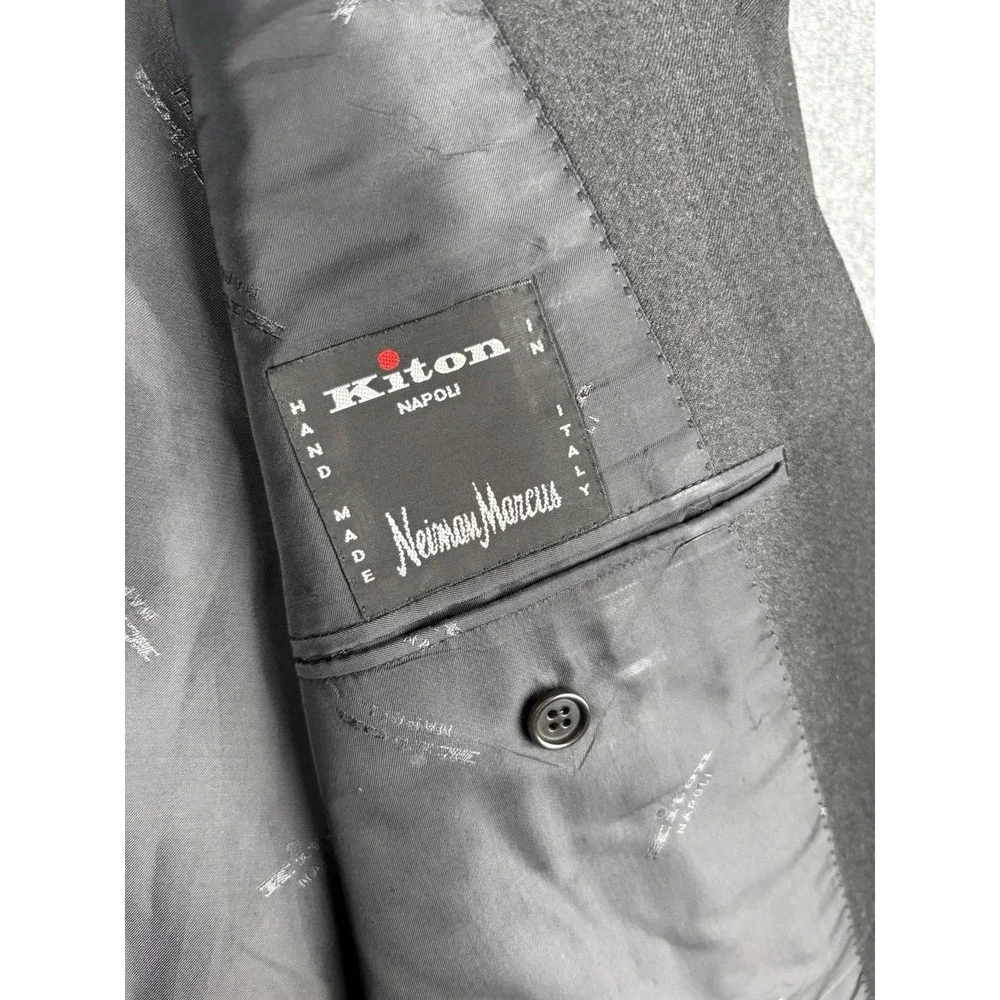 Kiton Napoli Neiman Marcus 100% Cashmere Blazer Sport Coat Black US 48R IT 58